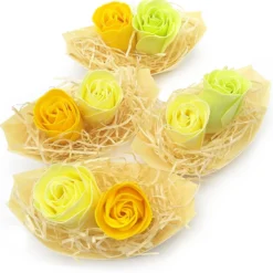 10 Barcas Con Flores Para Regalo Invitados (amarillo). Rosas De Jabón Para Baño Aromático. Detalle Original Para Eventos