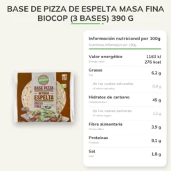Base de Pizza de Espelta Masa Fina Biocop (3 bases) 390 g