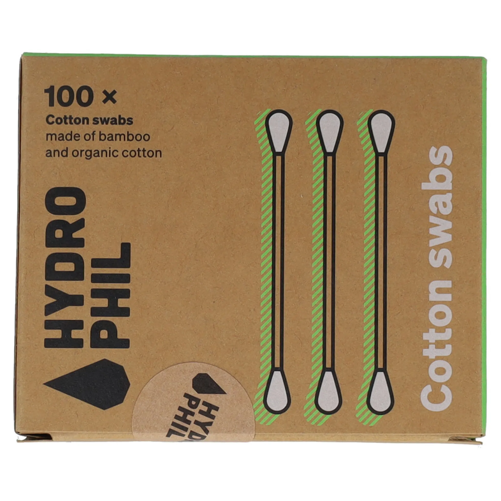 Bastoncillos para oido de Bambú y Algodón Ecológico Hydrophil, 100 ud