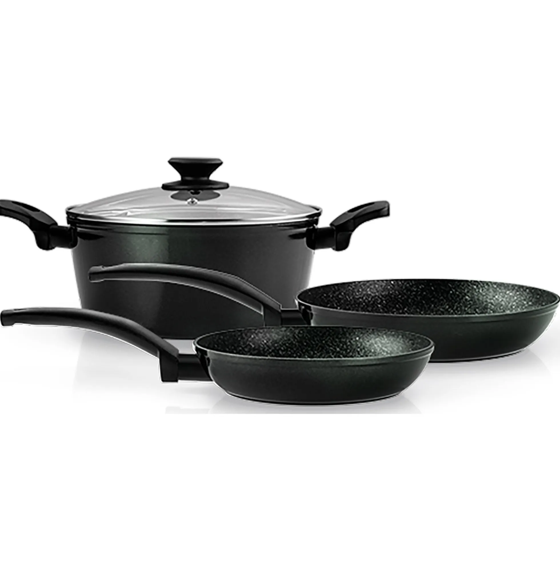 Batería Cocina Inducción 4 Piezas, Antiadherente Sin Pfoa, Aluminio Forjado, Cazuela Sartenes Fagor Vivant 424 Negro