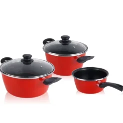 Batería De Cocina 5 Piezas, Inducción, Antiadherente, Libre Pfoa, Acero Vitrificado, Libre Pfoa Magefesa Grana, Rojo