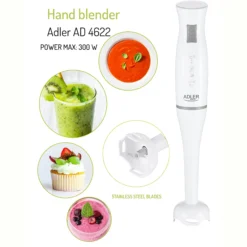 Batidora De Mano Brazo Desmontable, Cuchillas De Corte En Acero Inoxidable Adler Ad4622 300w