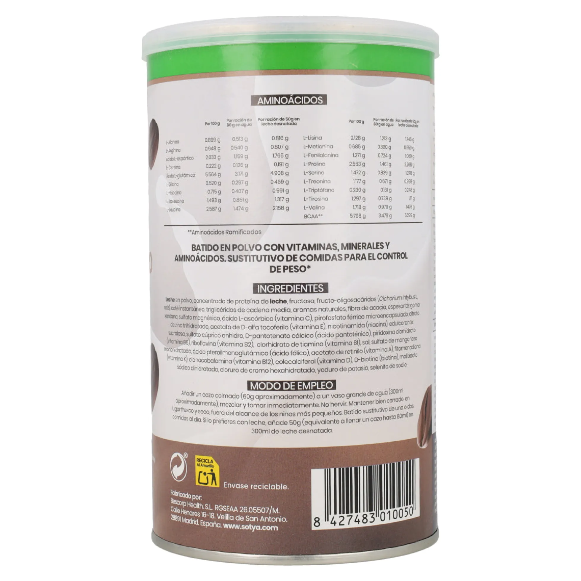 Batido Saciante Capuchino Sotya 600 g