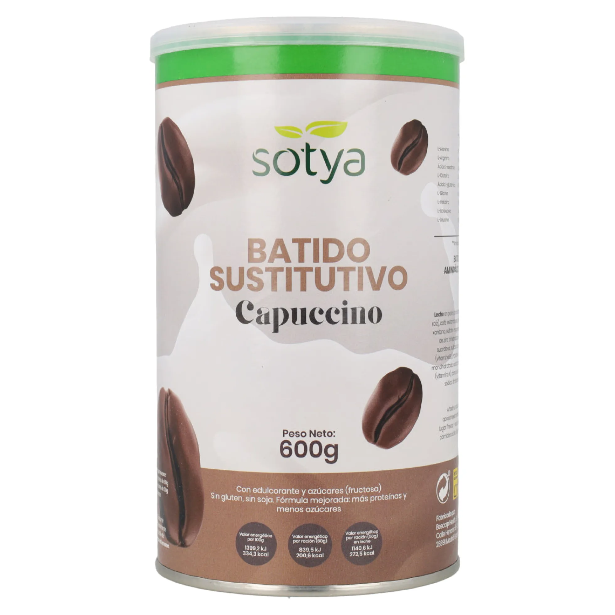 Batido Saciante Capuchino Sotya 600 g