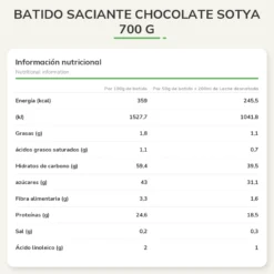 Batido saciante Chocolate Sotya, 700 g