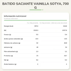 Batido Saciante Vainilla Sotya, 700 g