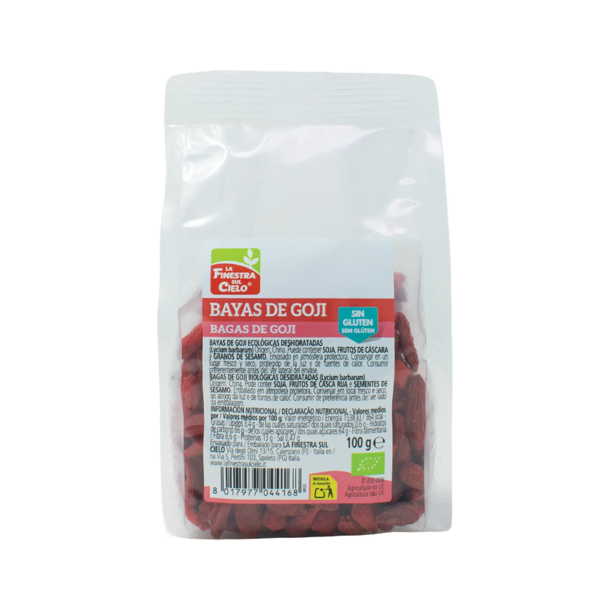 Bayas de Goji BIO sin gluten La Finestra Sul Cielo 100 g