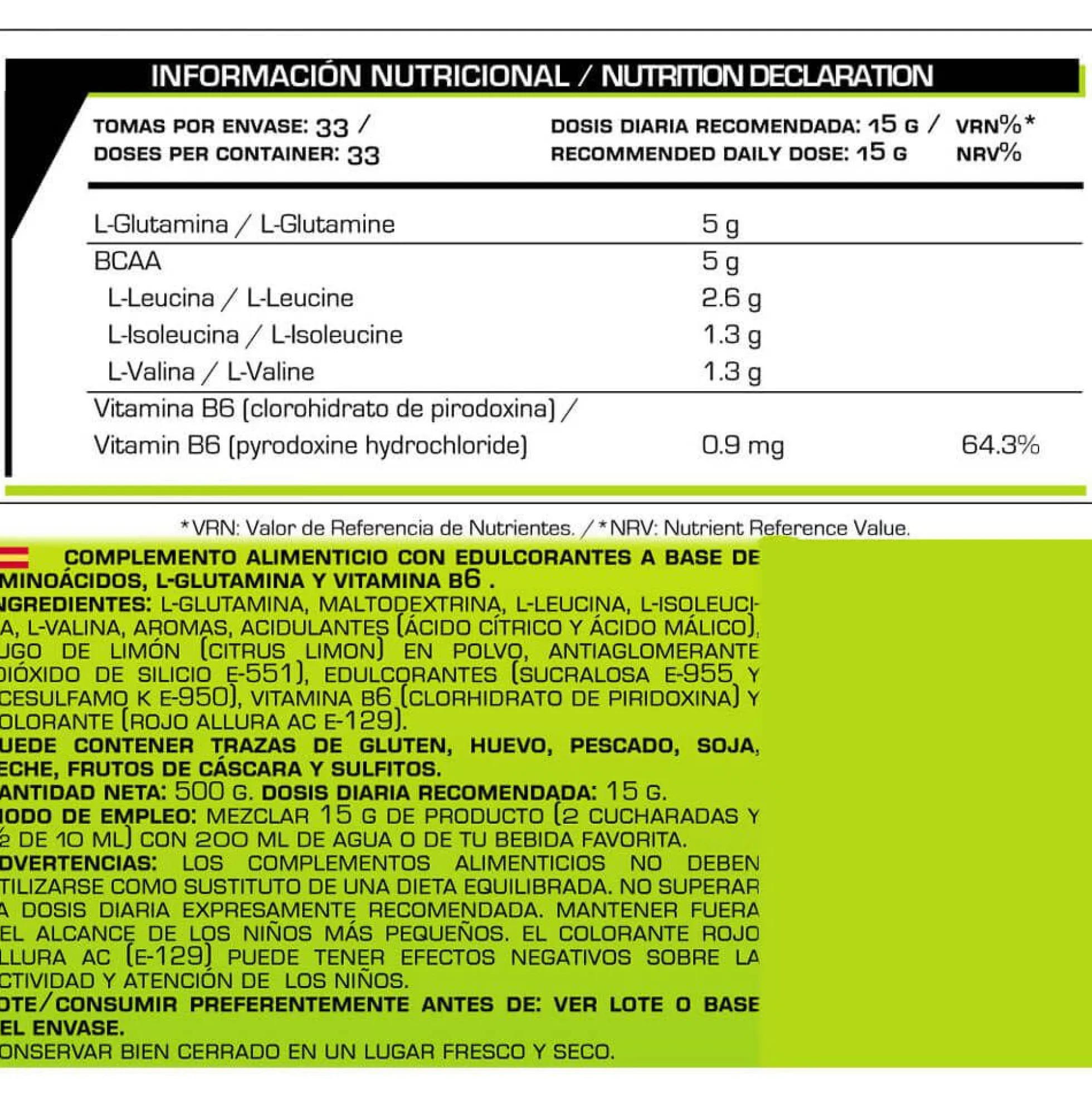 Bcaa + Glutamina - 500g - Ponche De Frutas - Bcaa + Glutamina - Iron Addict Labs