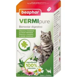 Beaphar VERMIpure Comprimidos antiparasitarios naturales gatos y gatitos 50 comprimidos