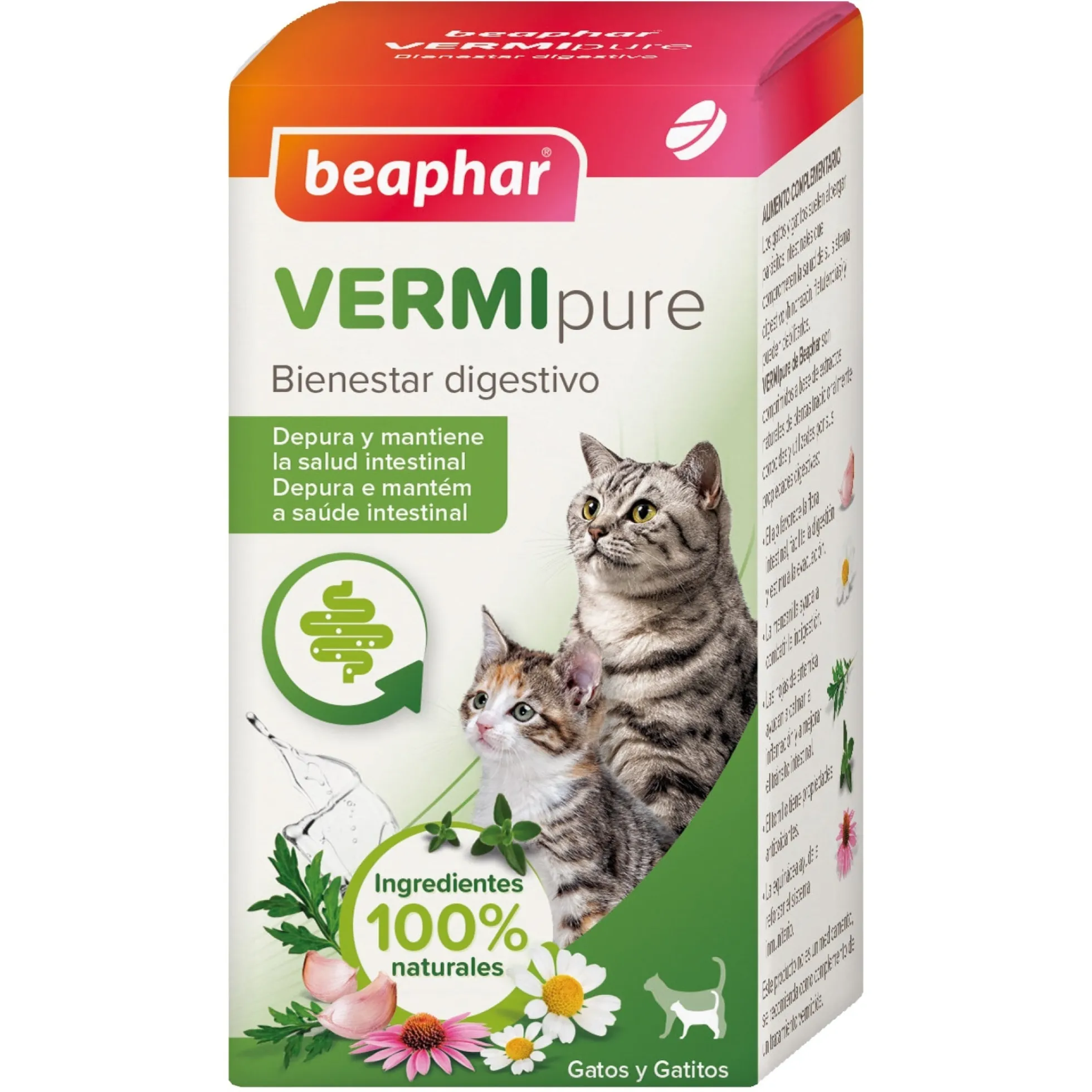 Beaphar VERMIpure Comprimidos antiparasitarios naturales gatos y gatitos 50 comprimidos