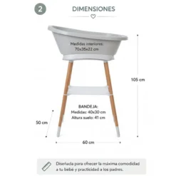 Bebe-jou Set Sense Bañera Led Gris + Soporte Sense + Hamaca Baño + Tubo Desagüe