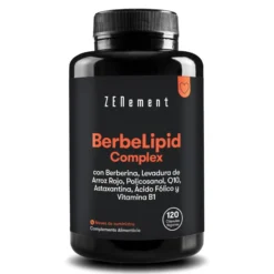 BeberLipid Complex con berberina, levadura de arroz rojo, policosanol, Q10, astaxantina, ácido fólico y vitamina B1 Zenement, 120 comprimidos