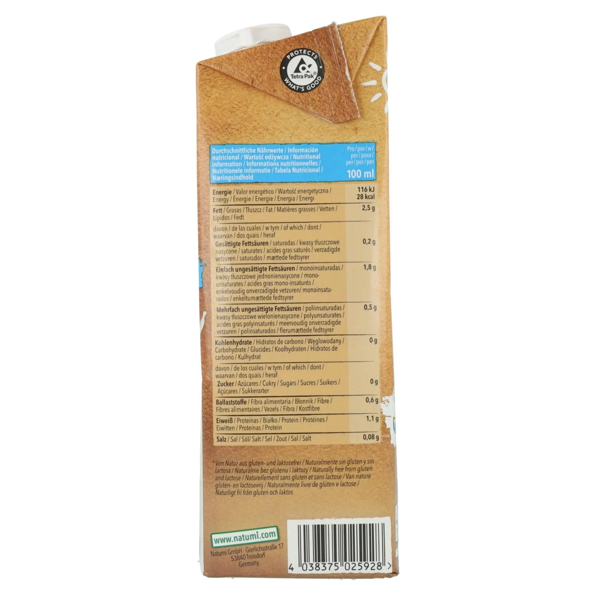Bebida Almendras sin azúcar Bio Natumi 1 L