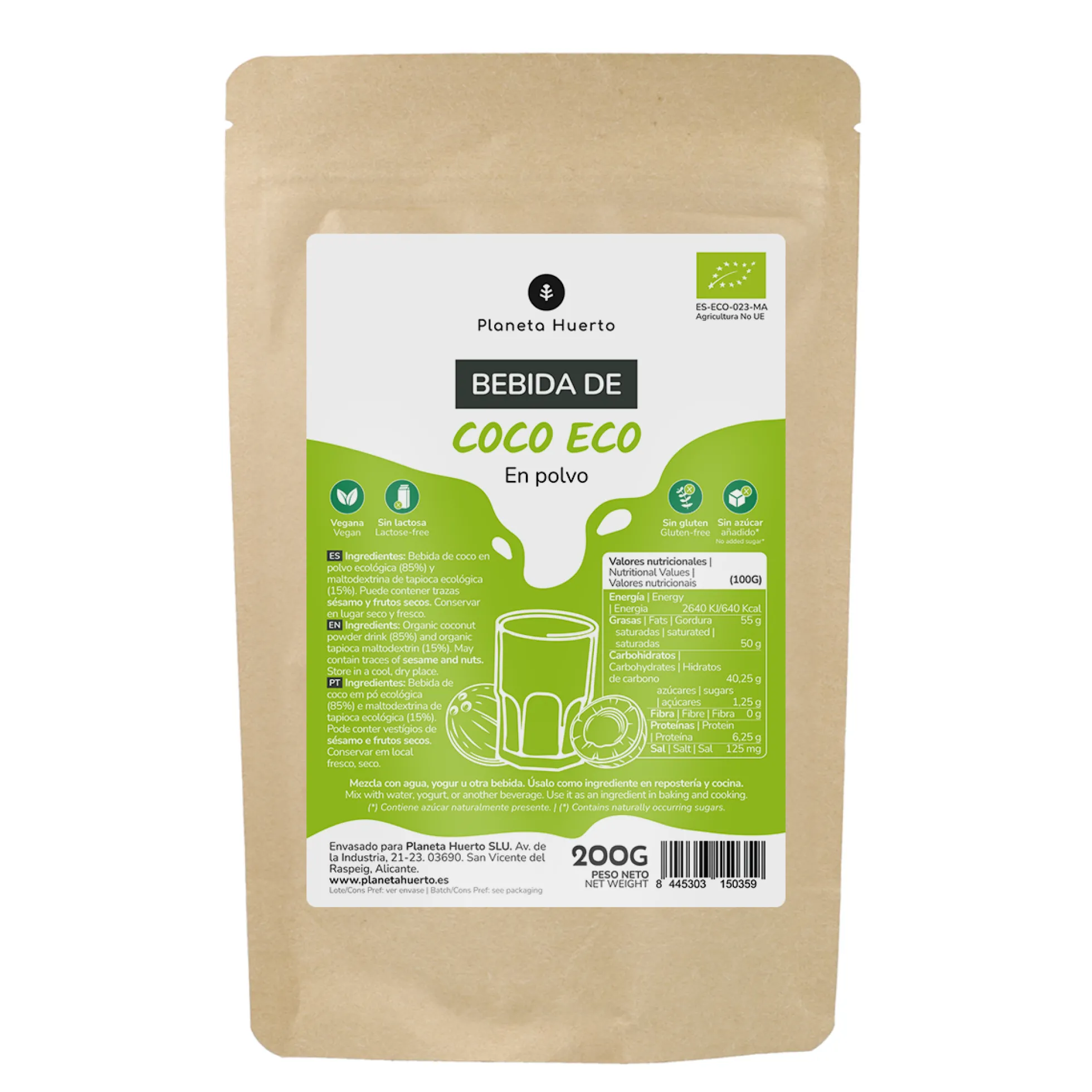 Bebida coco en polvo ECO Planeta Huerto 200 g