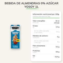 Bebida de Almendras 0% Azúcar Yosoy 1L