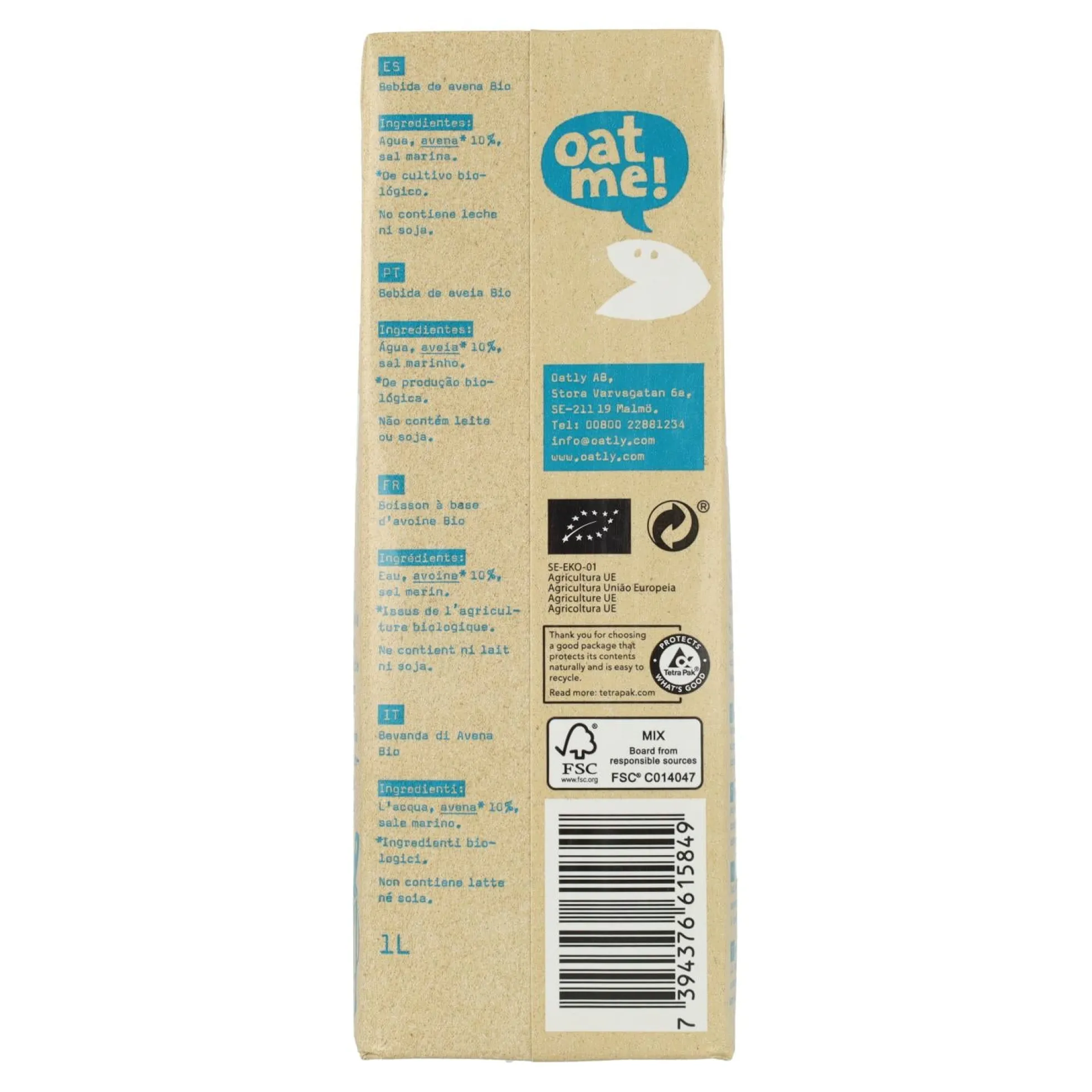 Bebida de Avena Original BIO Oatly 1L