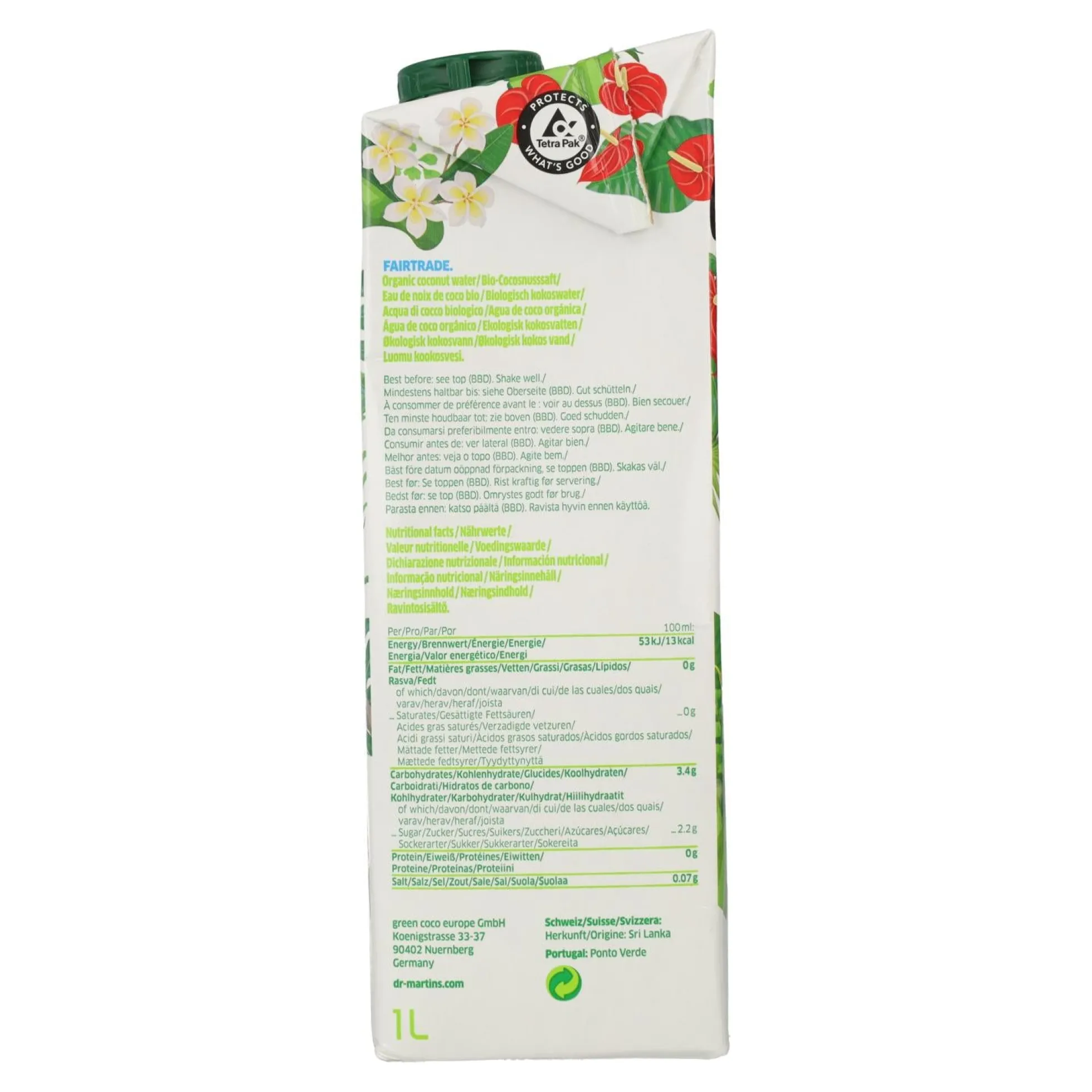 Bebida de Coco Maduro Pure Bio Dr. Martins 1L