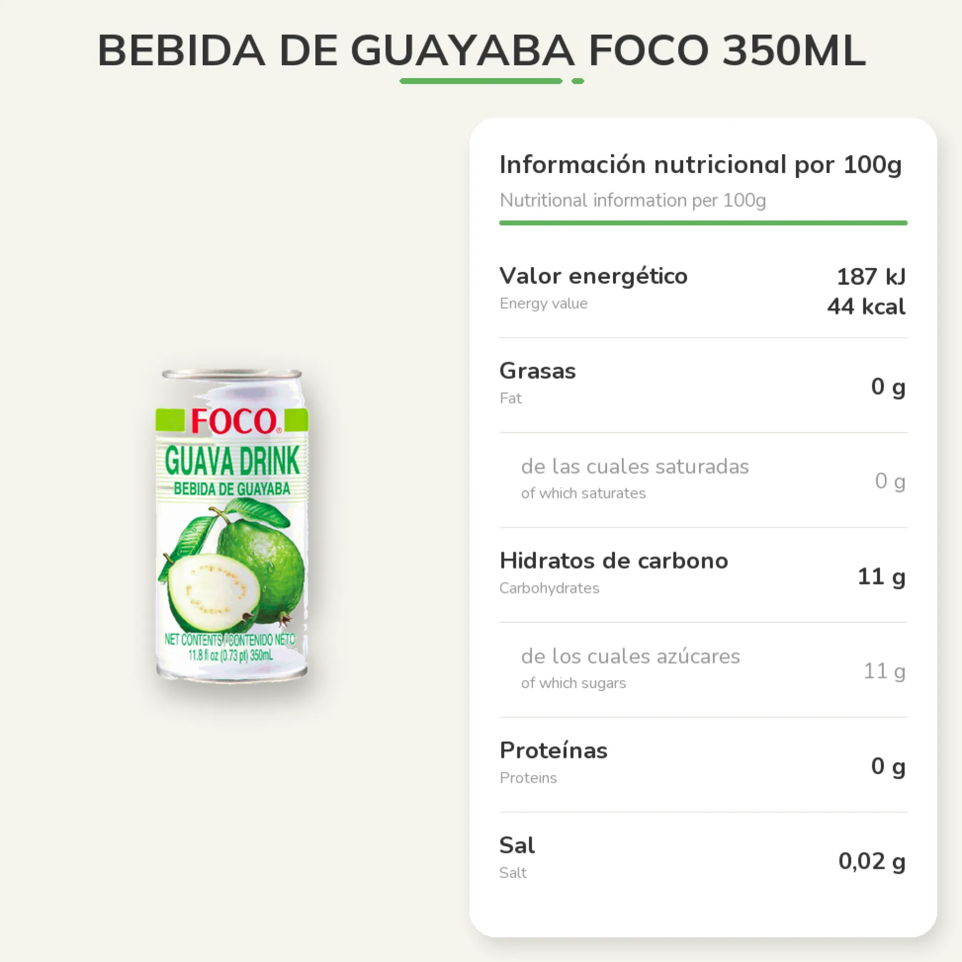 Bebida de Guayaba Foco 350ml