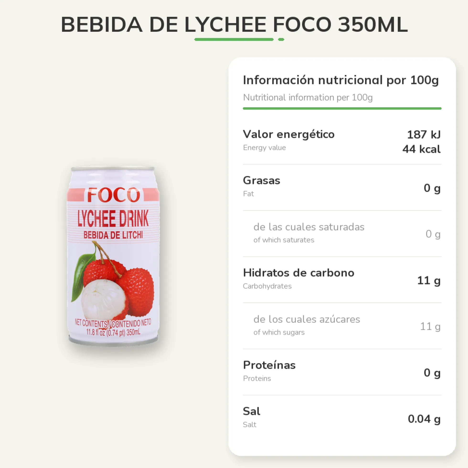 Bebida de Lychee Foco 350ml