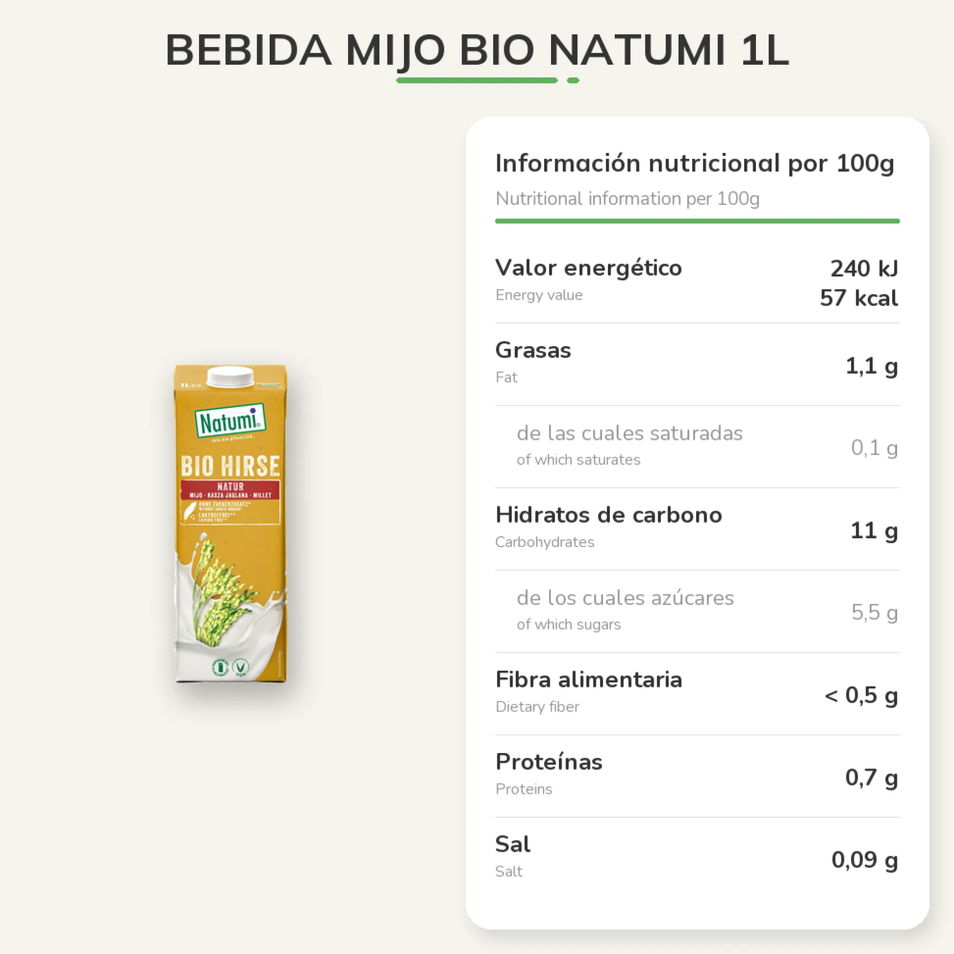 Bebida Mijo Bio Natumi 1L