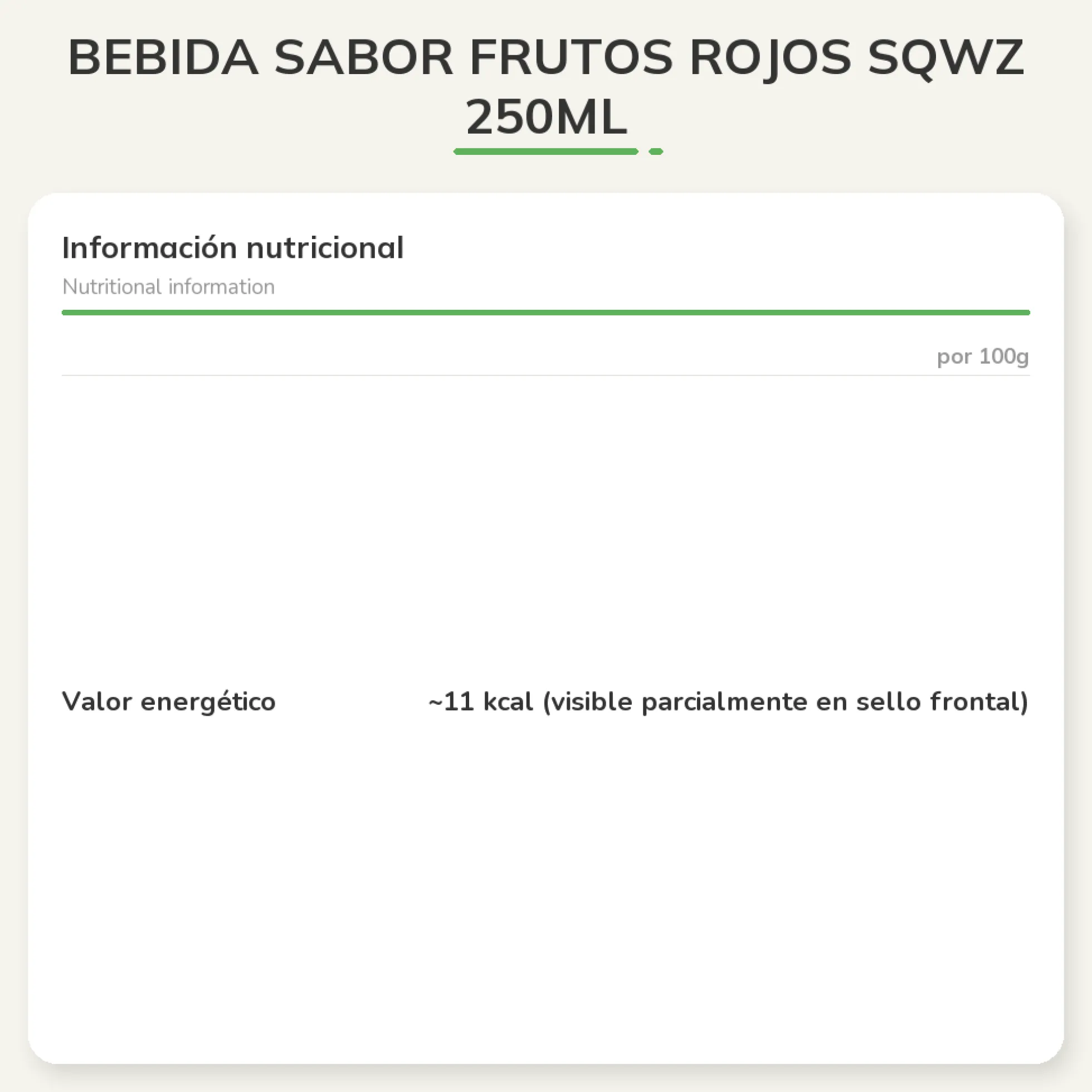 Bebida sabor frutos rojos SQWZ 250ml