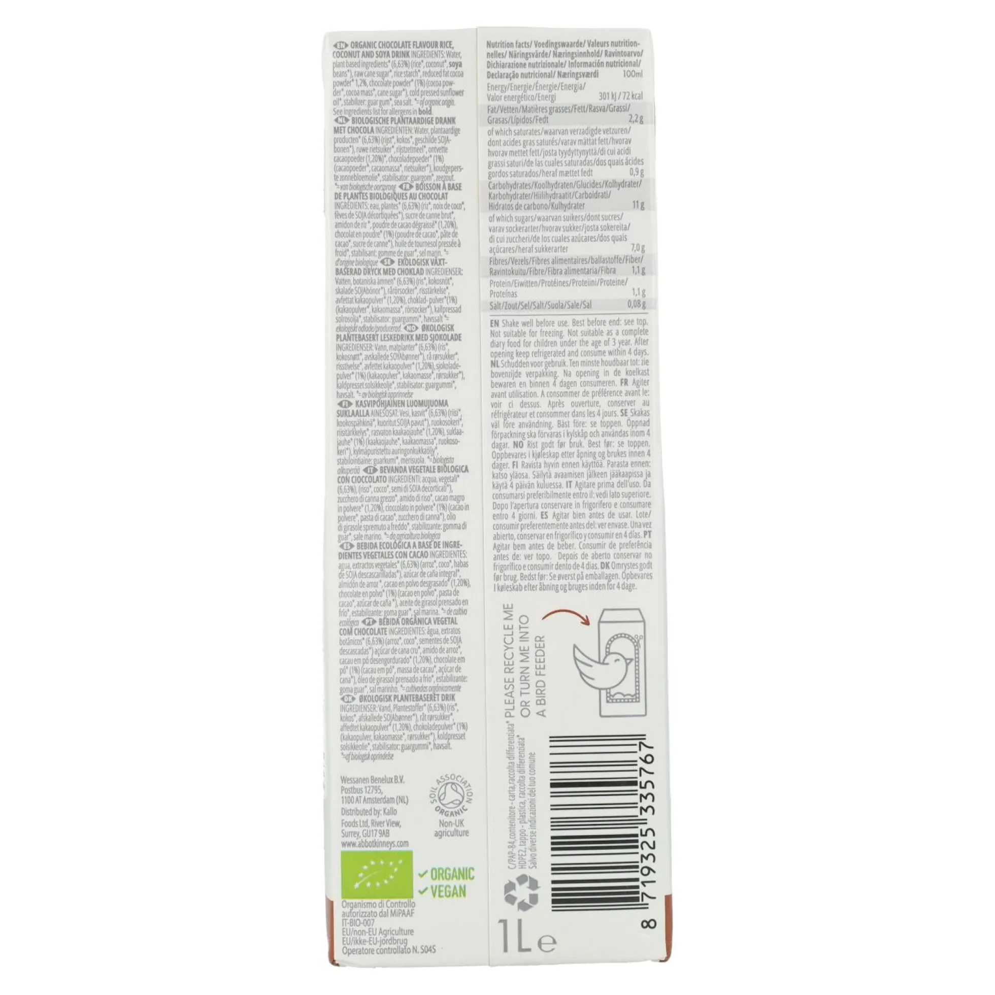 Bebida Vegetal Best Of Plants chocolate (coco, soja y arroz) Bio Abbot Kinney 1