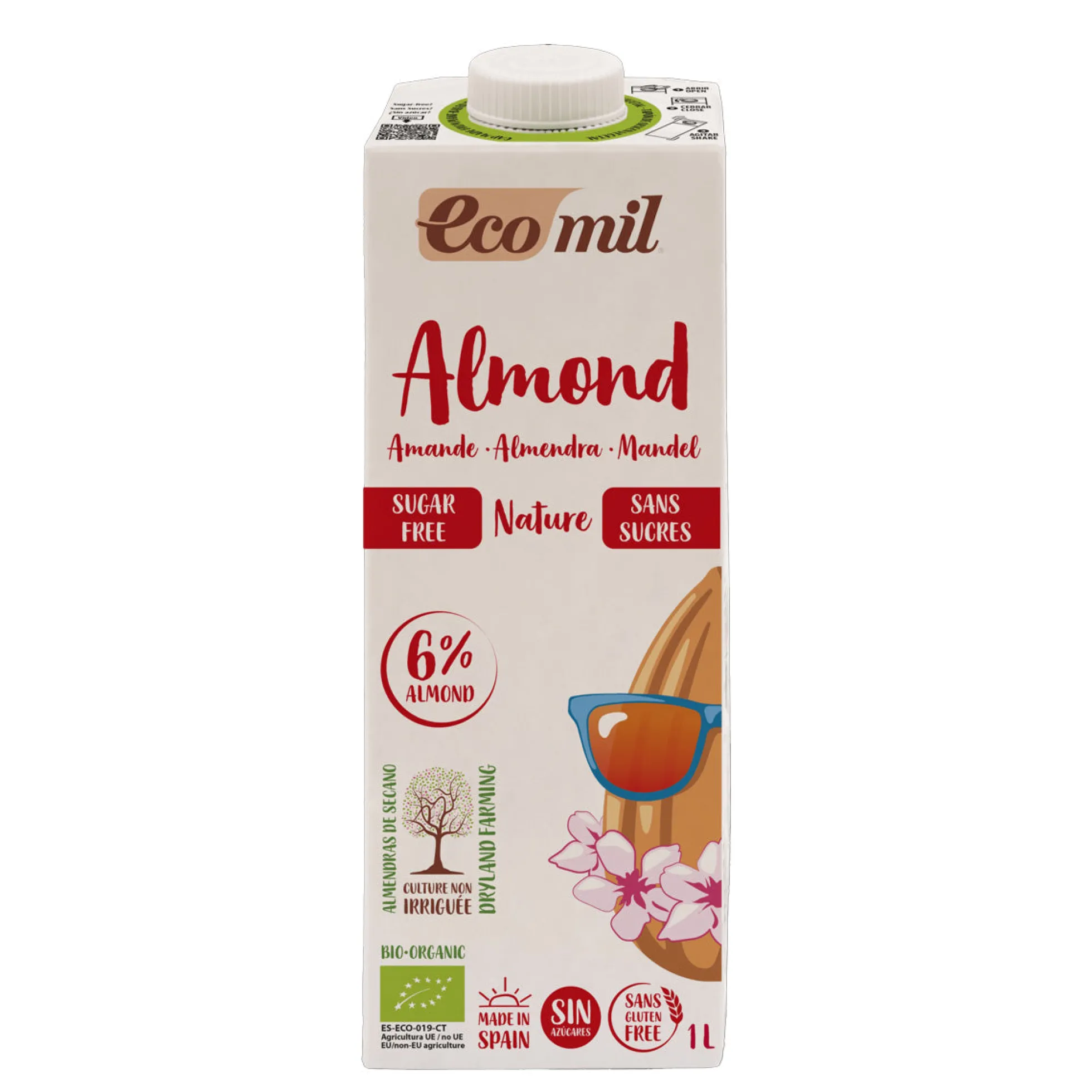 Bebida Vegetal de Almendra Natural sin azúcar BIO Ecomil 1 L