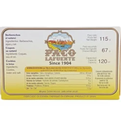 Berberechos al Natural de las Rias Gallegas Paco Lafuente 115 g (35/45 pza)
