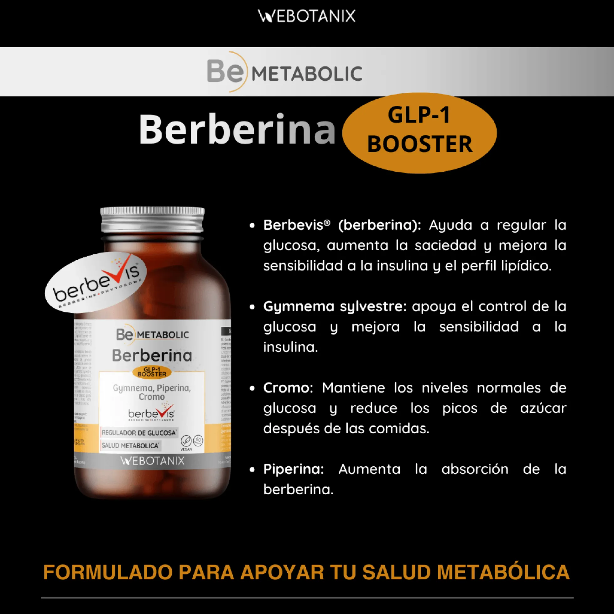 Berberina BeMetabolic WeBotanix 60 cápsulas
