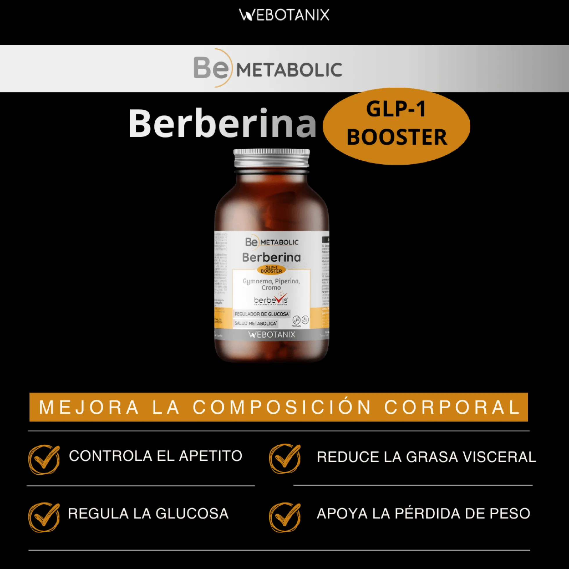 Berberina BeMetabolic WeBotanix 60 cápsulas