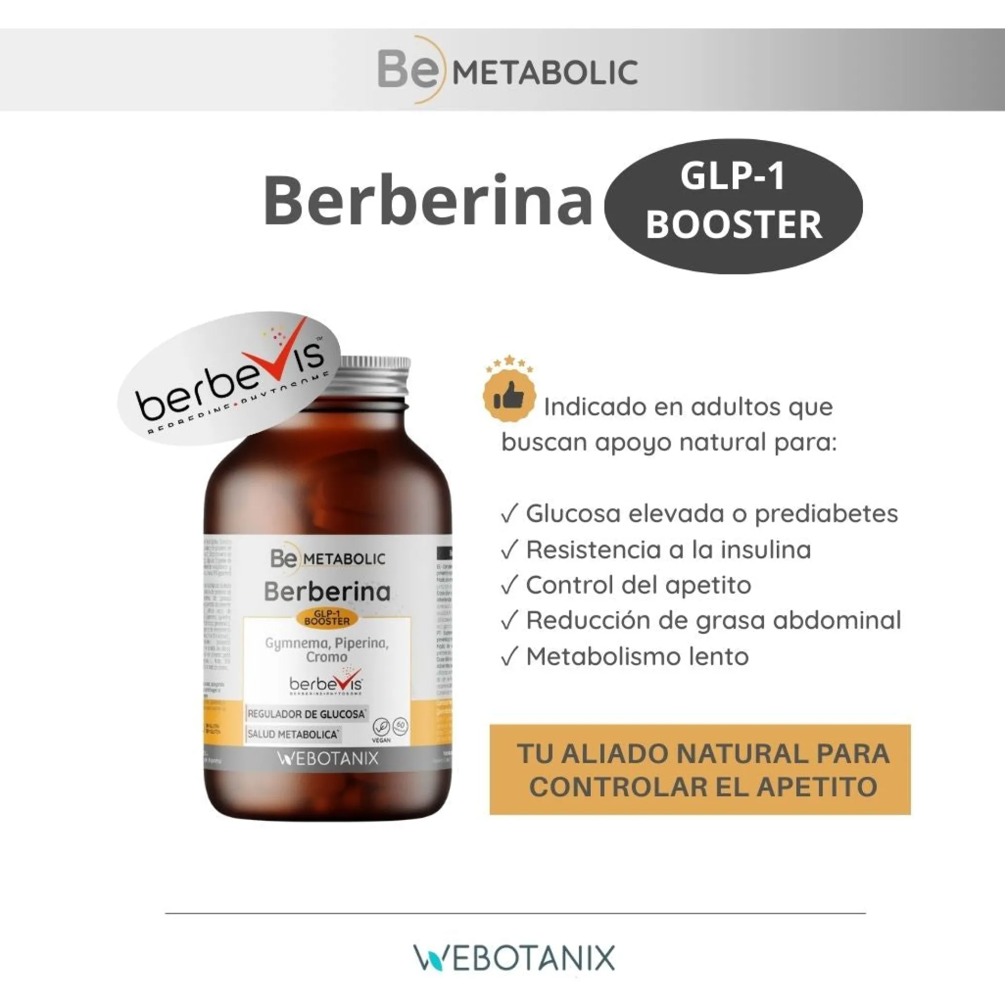 Berberina BeMetabolic WeBotanix 60 cápsulas
