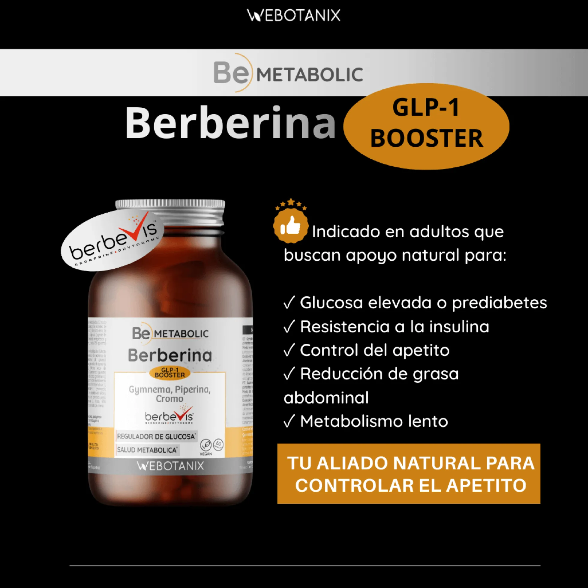 Berberina BeMetabolic WeBotanix 60 cápsulas