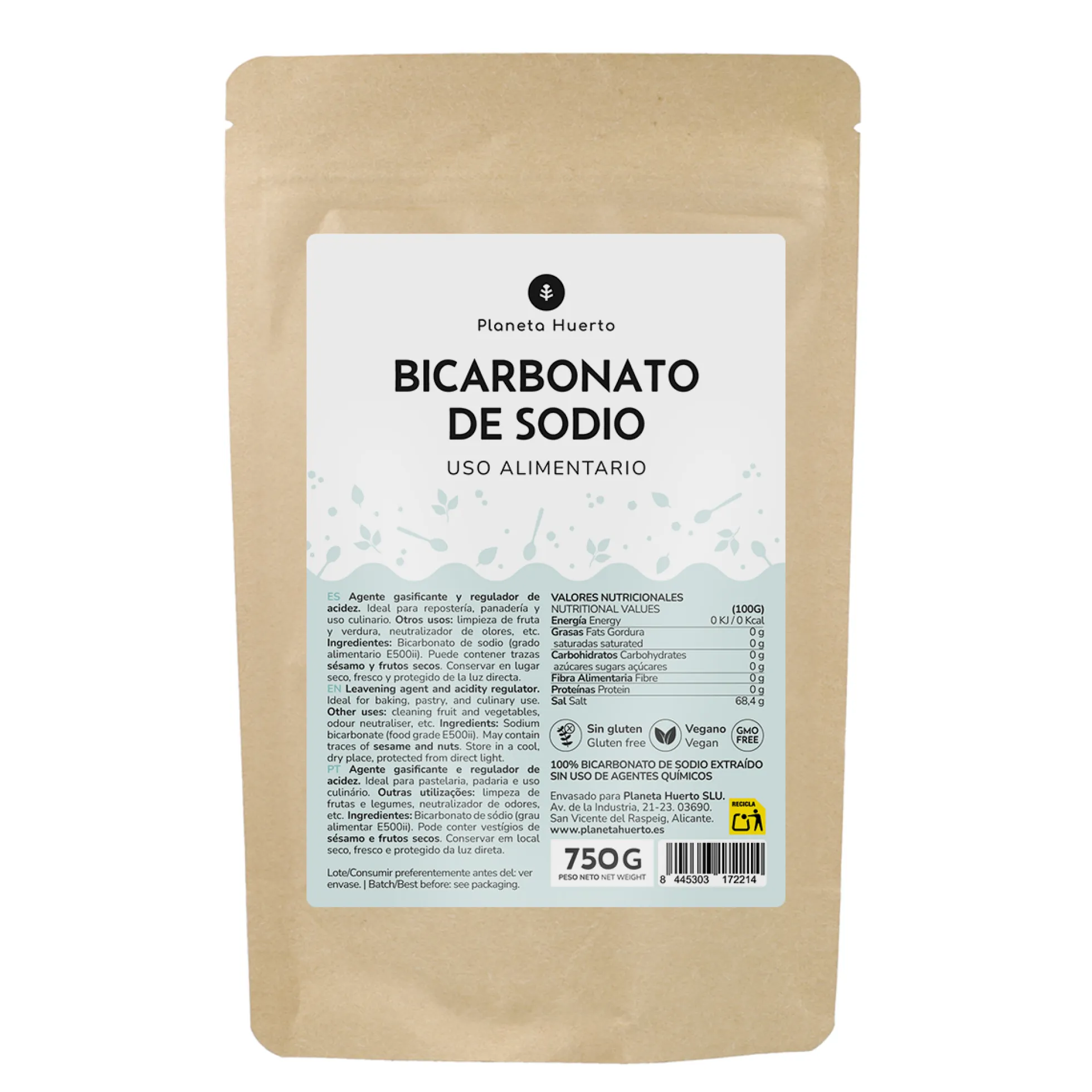 Bicarbonato de sodio alimentario Planeta Huerto 300 gr