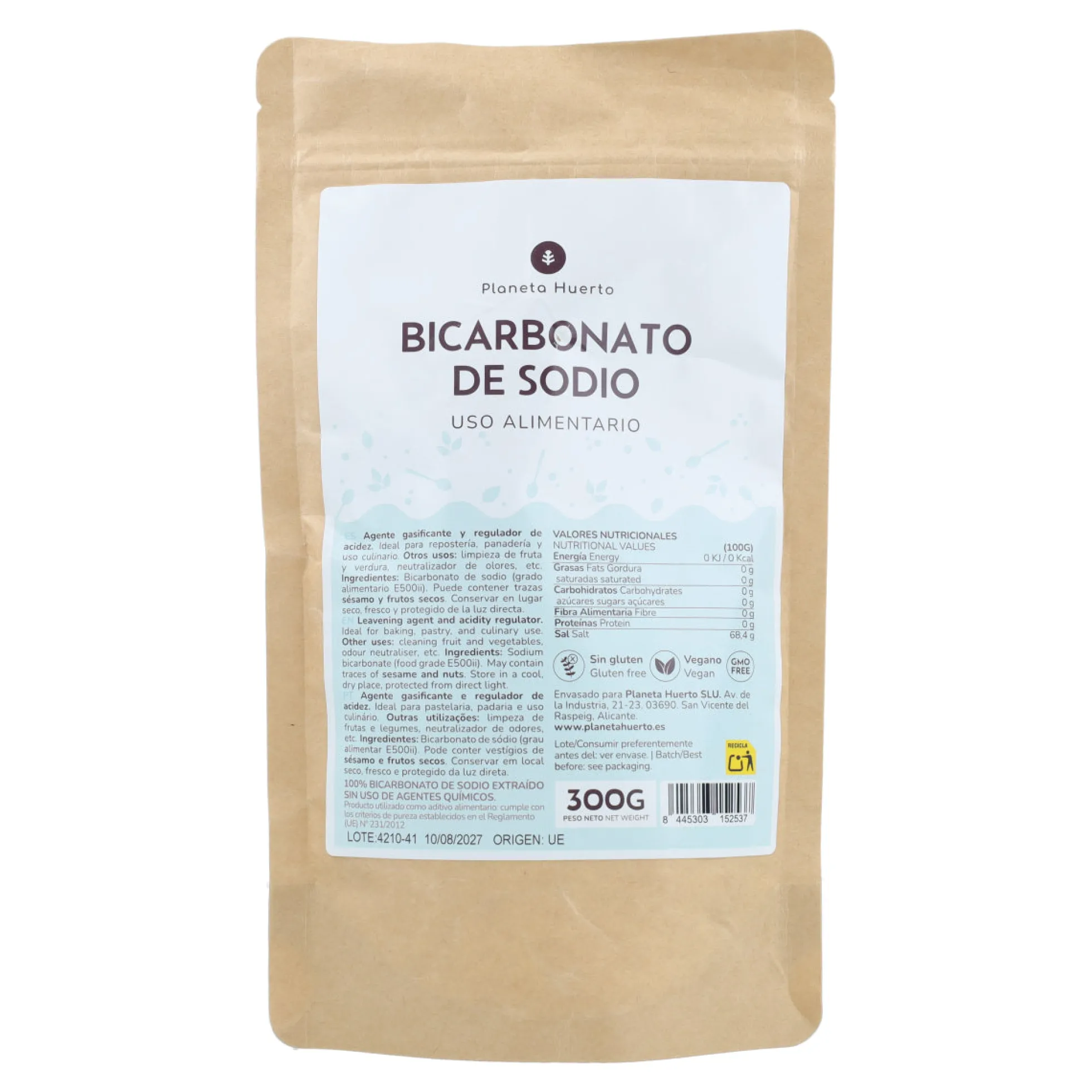 Bicarbonato de sodio alimentario Planeta Huerto 300 gr