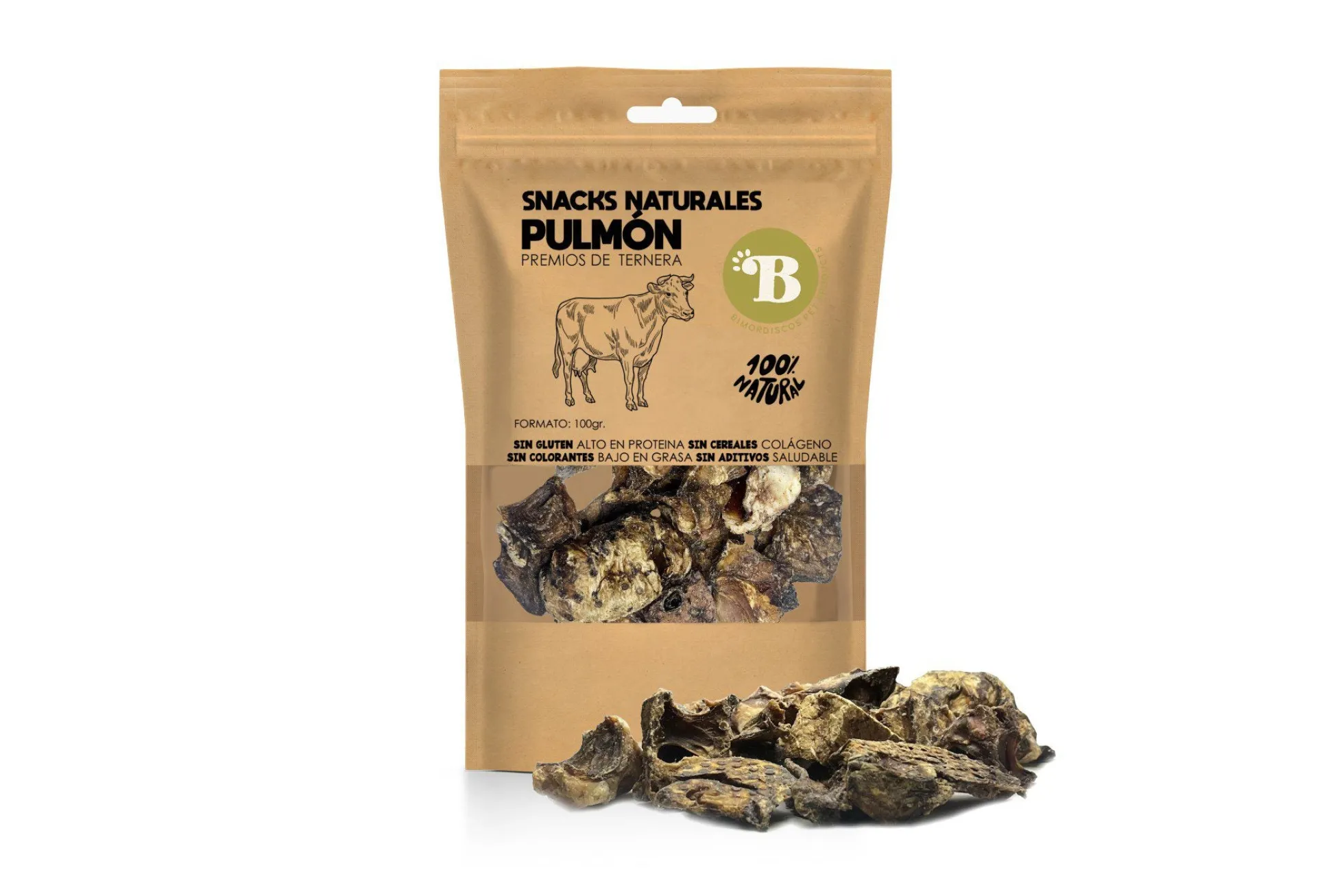 Bimordiscos Premios De Pulmón De Ternera Para Perros Y Gatos - 100g 100 G