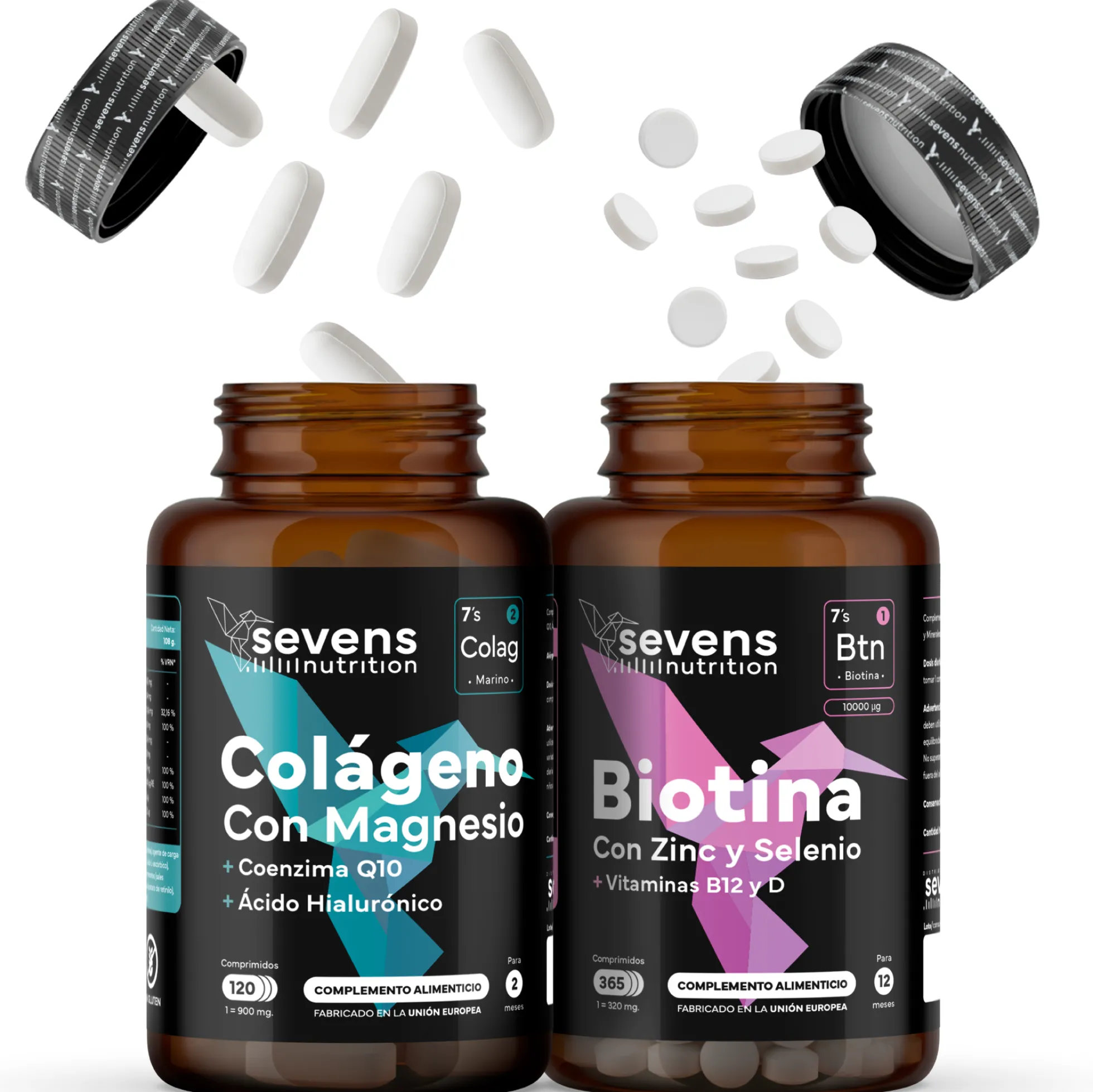 Biotina 10.000 Mcg + Colágeno Marino Con Magnesio. Sevens Nutrition.cabello, Piel, Uñas Y Articulaciones