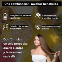 Biotina 10.000 Mcg + Multivitaminas Con Ginseng. Sevens Nutrition. Cabello, Piel Y Uñas + Energía Y Vitalidad Diaria