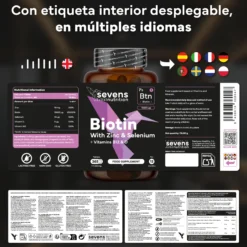 Biotina 10.000 Mcg + Multivitaminas Con Ginseng. Sevens Nutrition. Cabello, Piel Y Uñas + Energía Y Vitalidad Diaria