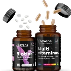 Biotina 10.000 Mcg + Multivitaminas Con Ginseng. Sevens Nutrition. Cabello, Piel Y Uñas + Energía Y Vitalidad Diaria