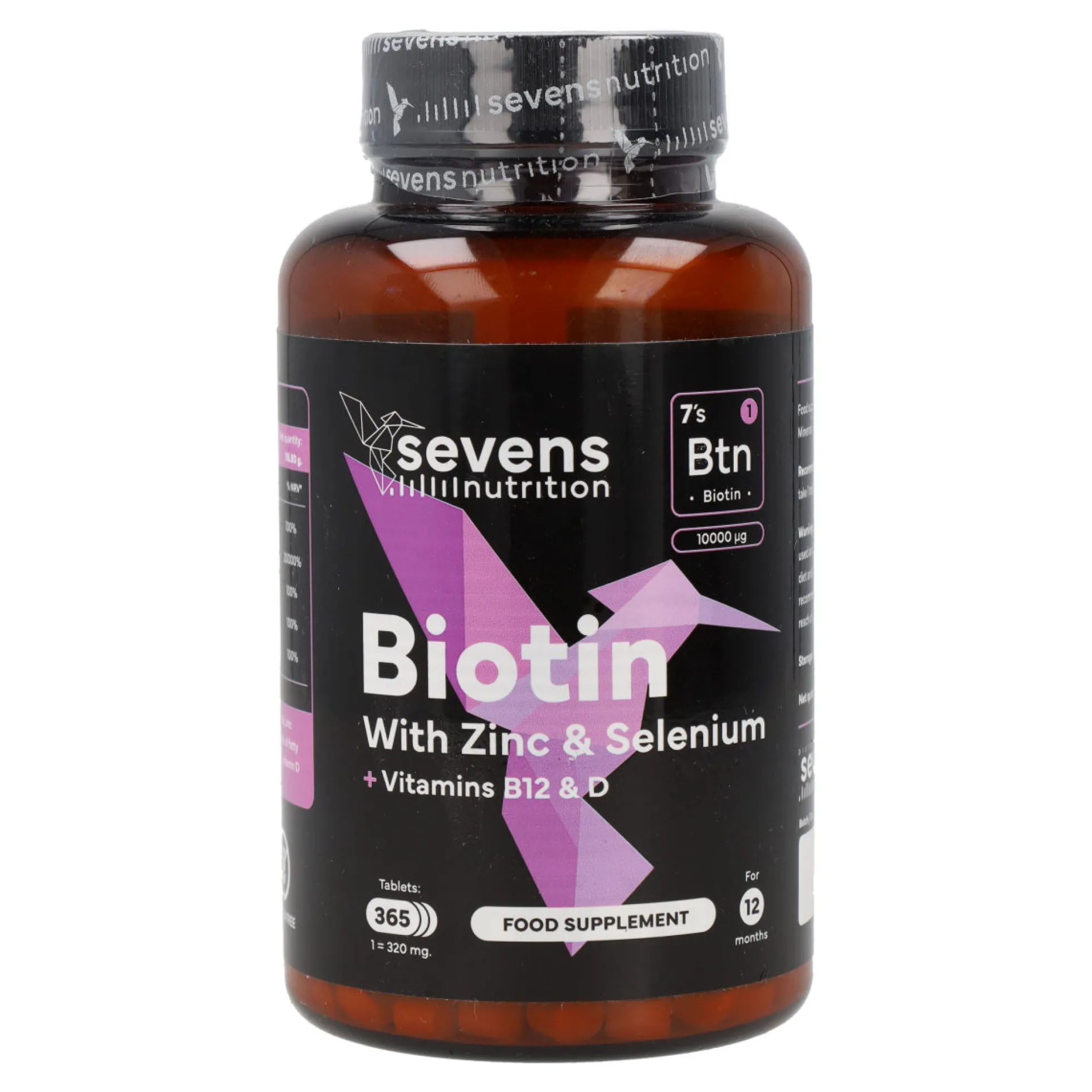 Biotina 10000 mcg Sevens Nutrition 365 cápsulas