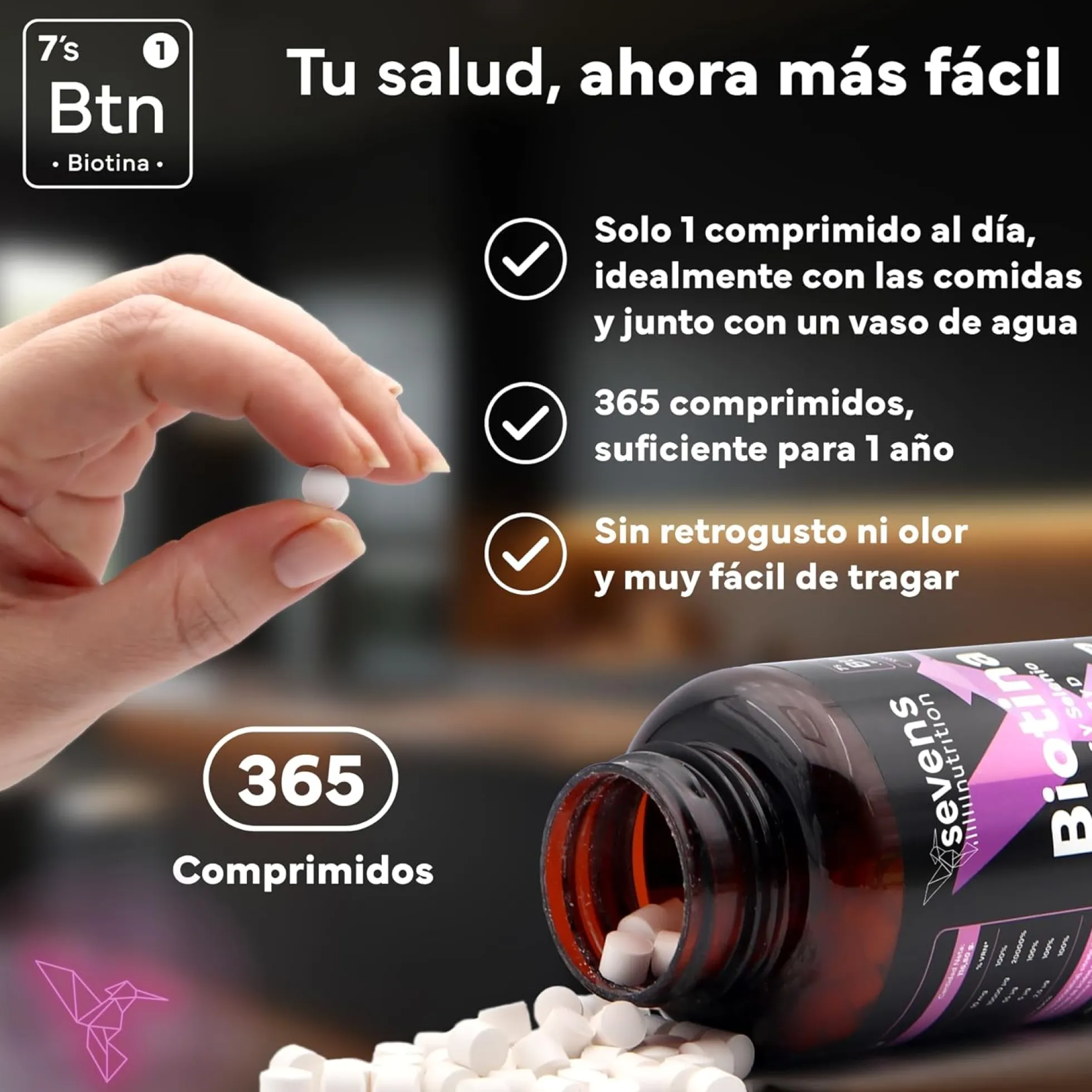 Biotina 10000 mcg Sevens Nutrition 365 cápsulas