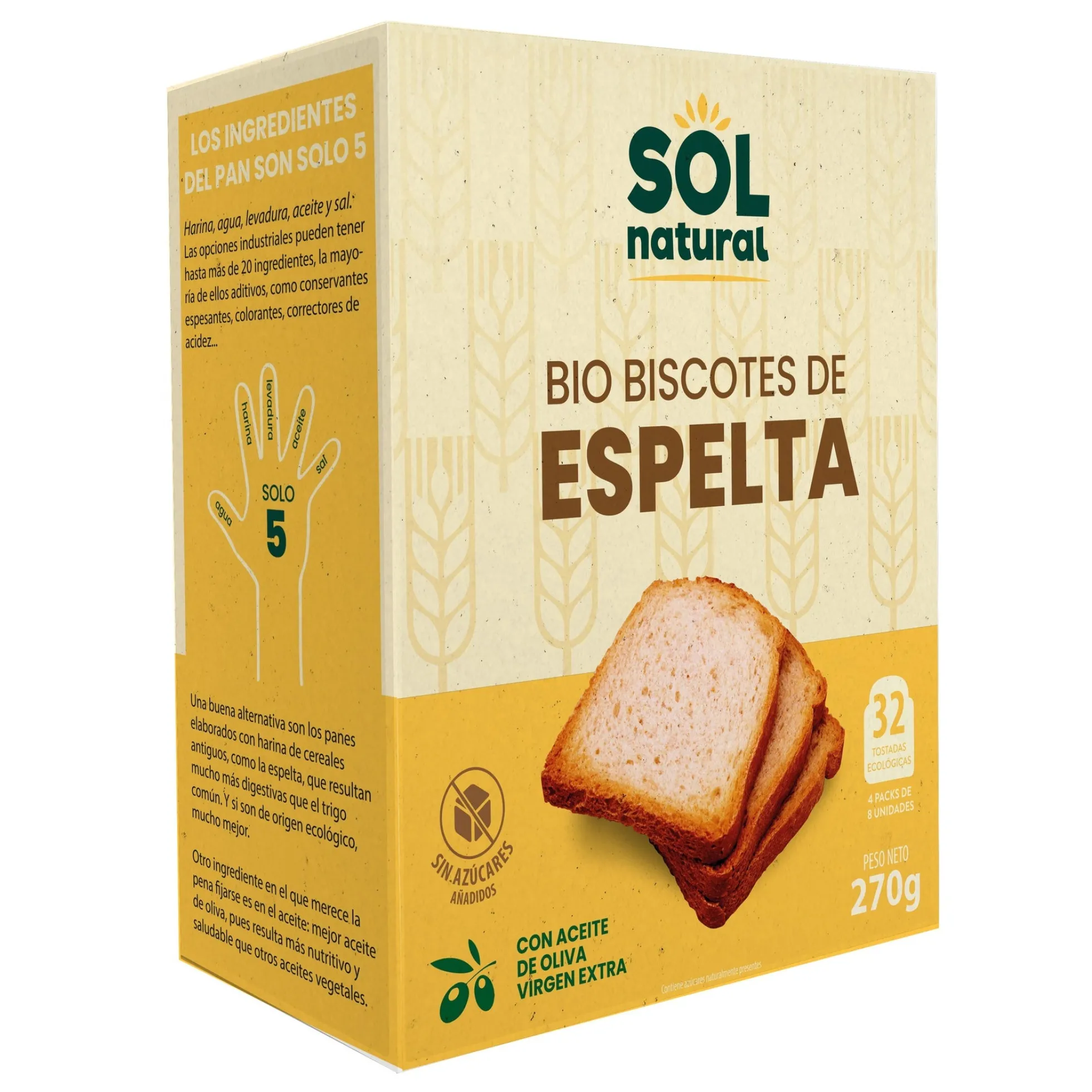 Biscotes de Espelta bio Sol Natural 270 g