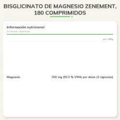 Bisglicinato de Magnesio Zenement, 180 comprimidos