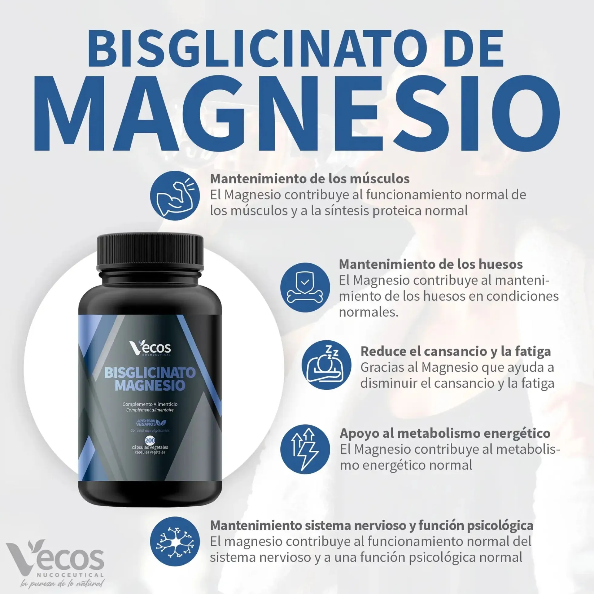 Bisglicinato magnesio Vecos 200 capsulas
