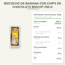 Bizcocho de Banana con Chips de Chocolate Biocop 250 g
