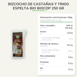 Bizcocho de Castañas y Trigo Espelta BIO Biocop 250 gr