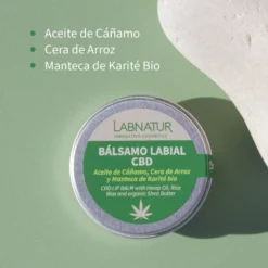 Bálsamo Labial con CBD Labnatur 15 ml | Hidrata, Repara y Protege | Cáñamo, Karité y Cera de Arroz