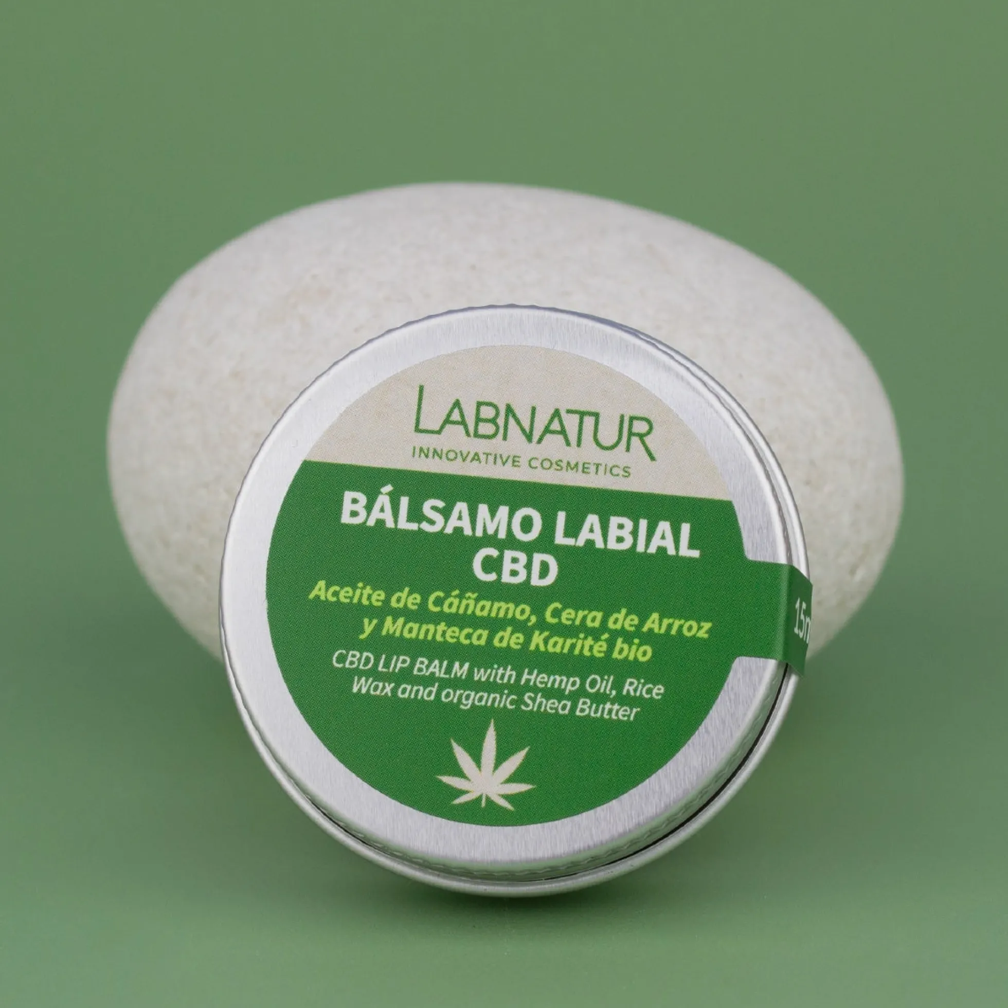 Bálsamo Labial con CBD Labnatur 15 ml | Hidrata, Repara y Protege | Cáñamo, Karité y Cera de Arroz