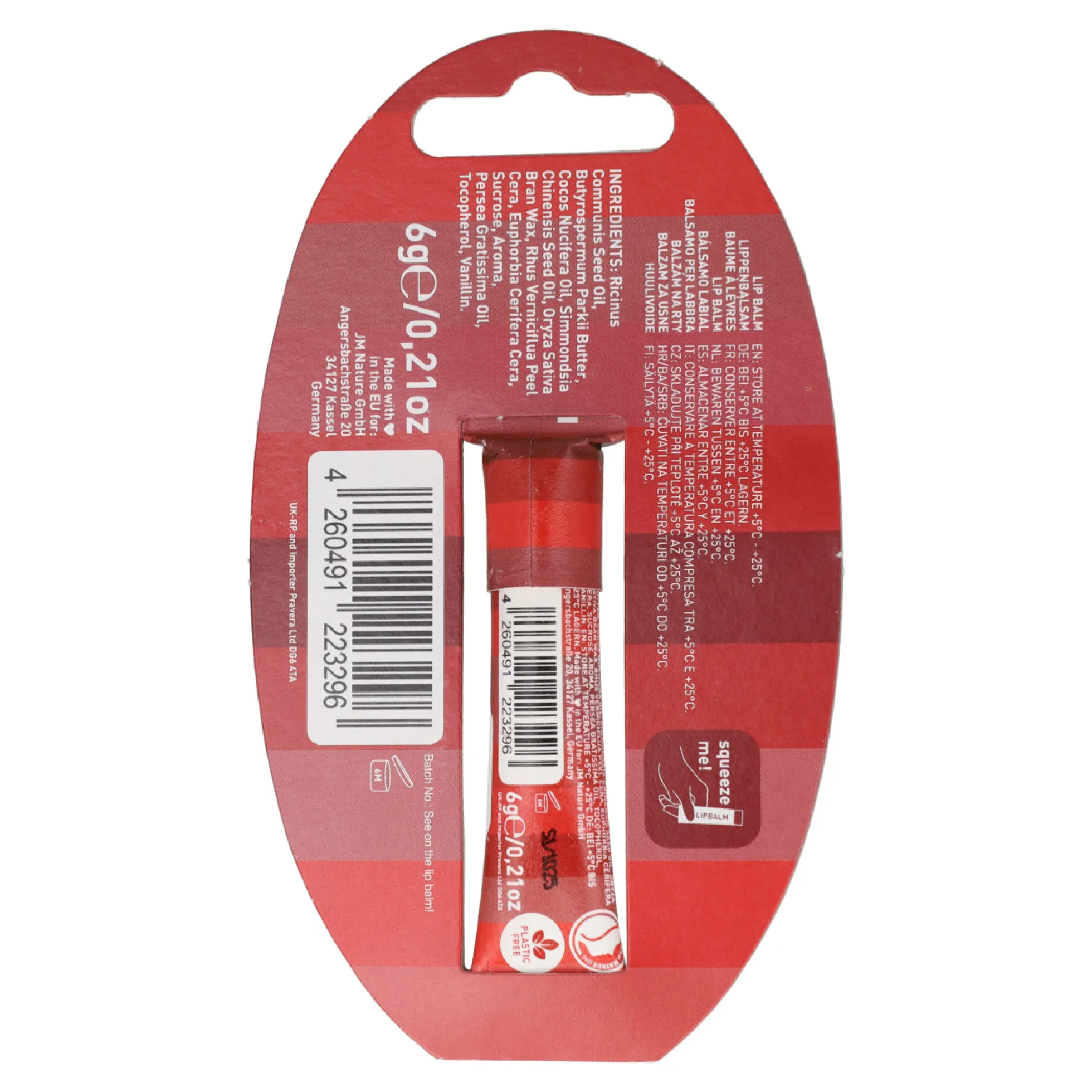 Bálsamo labial ecológico Strawberry (fresa) cero residuos Ben&Anna 6g