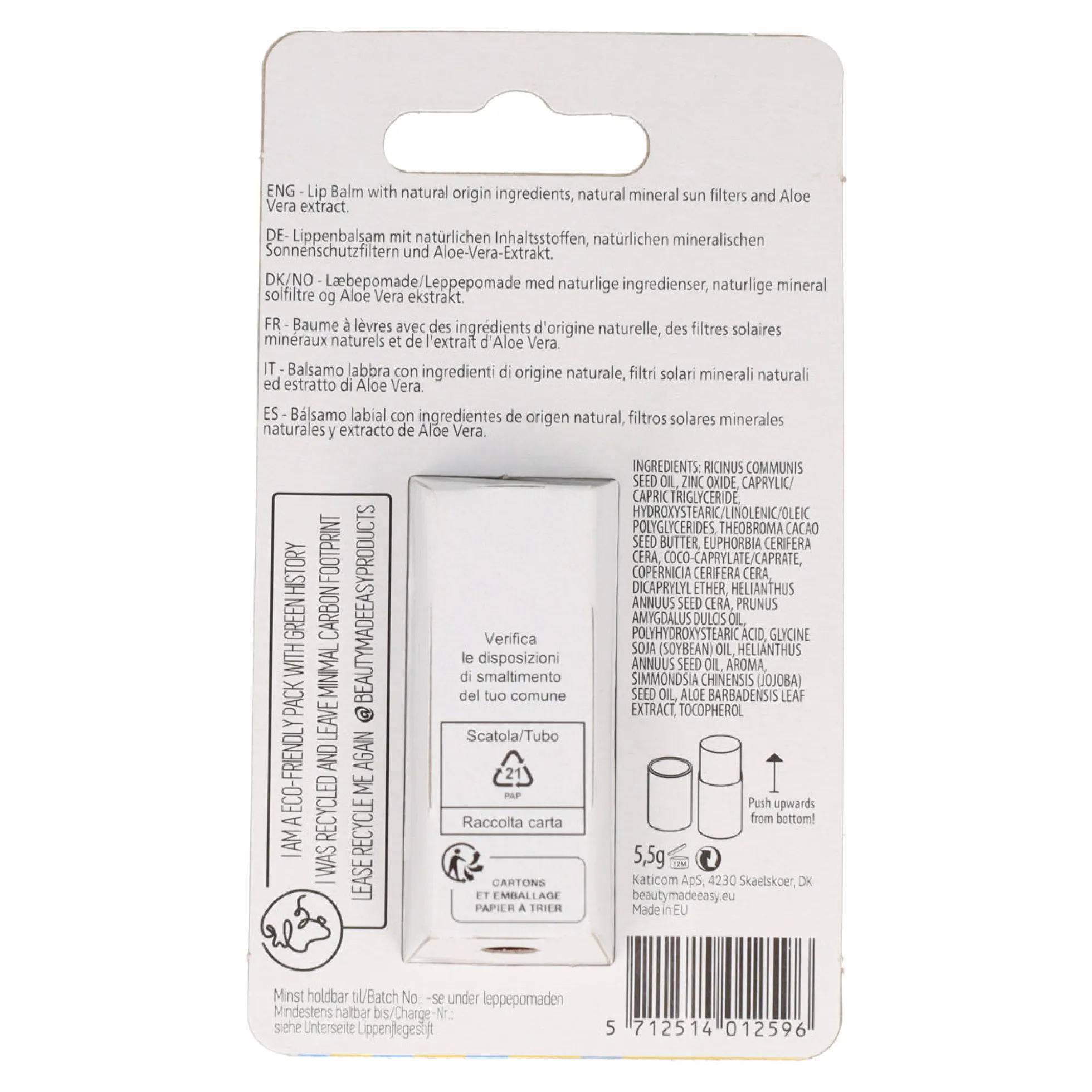 Bálsamo labial solar Beauty Made Easy FPS 20, 5,5 g